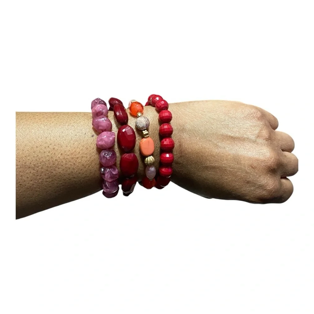Elegant Multi-Color Stretchy  Beaded Bracelet Set